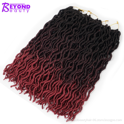 Goddess Locs Ombre Crochet Hair 20 inch Curly Faux Locs African Roots Dreadlocs Hair Extensions pre braided synthetic hair Bulk